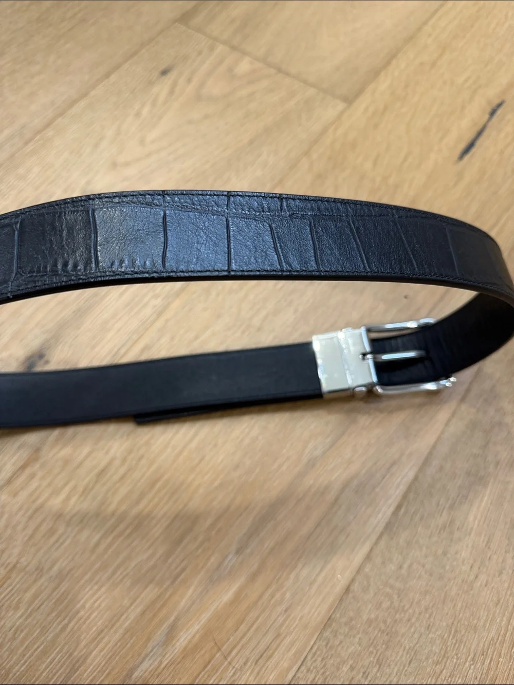 Coach Reversable Black Leather Belt with Silver Buckle